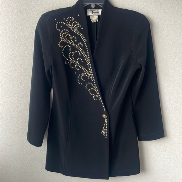 Tadashi Shoji Jackets & Blazers - Tadashi jacket size Medium luxury black gold studded blazer dress
